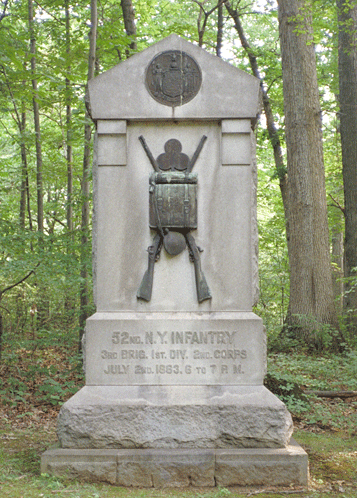 Monument to the 52nd New York Infantry at Gettysburg