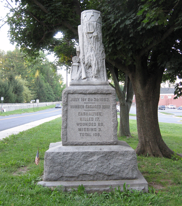 Right side of the monument to the 136th New York Infantry at Gettysburg