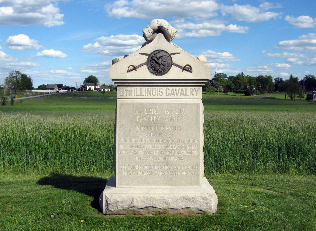 Monument to the 8th Illinois Cavalry Regiment on the Gettysburg battlefield